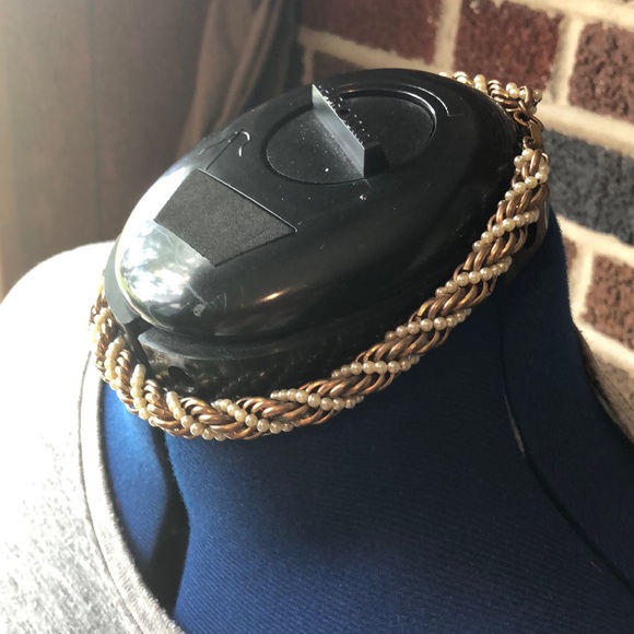 VTG brass & pearl braided choker necklace 1960’s - Picture 2 of 8